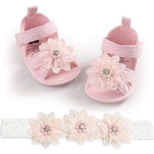 2020 2020 Summer Baby Shoes Summer Flower Princess Shoes Toddler Cute Fancy Flat Shoes Soft Sole Prewalker