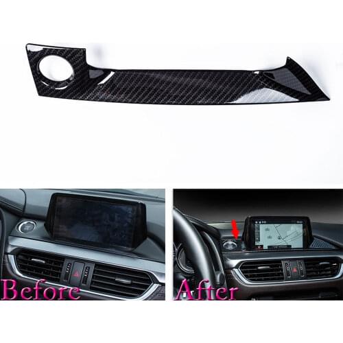 BBQ@FUKA New Car Accessories ABS Styling Car Engine Start Stop Button Cover Carbon Fiber Style Fit For Mazda 6 Atenza 2017