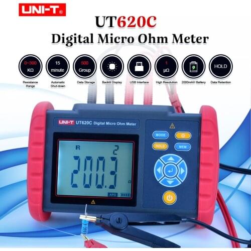 UNI-T UT620C Digital Micro Ohm Meter DC low resistance meter Cable wire/coil/motor resistance tester