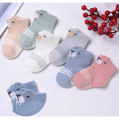 New Winter Baby Newborn 3 Pairs Random Baby Socks Cartoon Socks 0-1 Years Old Baby Socks Cute Animals
