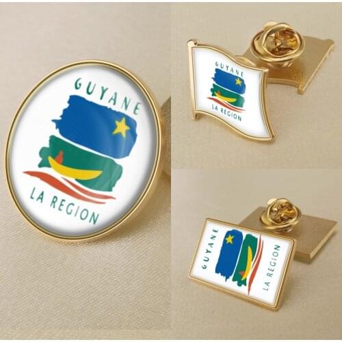 French Guyana (State) la region of France Flag Brooch Badges Lapel Pins
