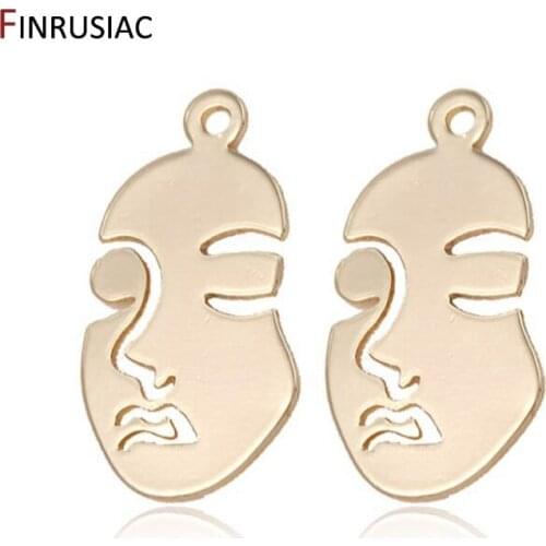 Glossy Face Charms Pendants DIY Jewelry Findings Earrings Accessories 14K Gold Plated Jewellery Making Supplies
