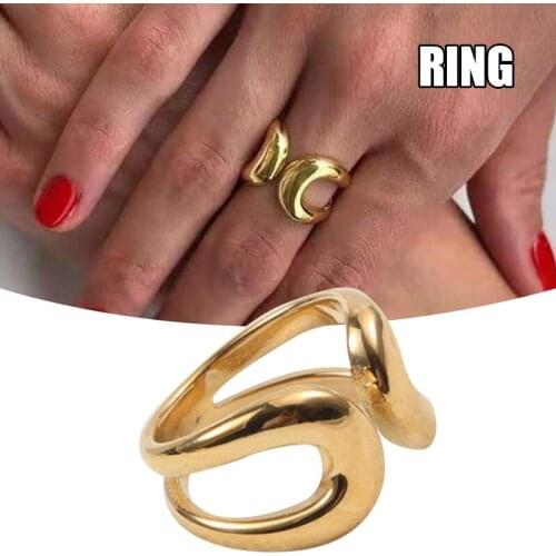 Titanium Steel Geometric Half Open Ring Simple And Compact Temperament Ring Gift for Women Mother Wife Girlfriend Lover LXH