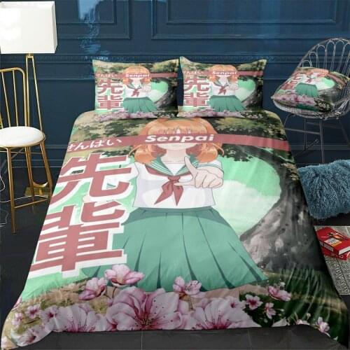 Anime Senpai Girl Nature Quilt Cover Pillowcase 3Piece Comforter Bedding Set With Pillow Case Single Double Duvet Cover