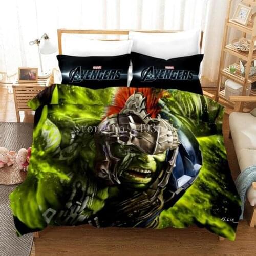 Cartoon Hulk 3d Duvet Cover Pillowcase Adult Kids Boys Girls The Avengers Bedding Sets Europe/Australia/USA Twin Queen King Size