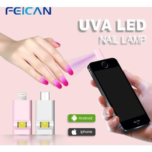 UVA LED Nail Lamp for LED Gel Nail Dryer MINI Dual Light Source UV Gel Curing Lamps for 5V Lightning 3.7V Type-C Interface
