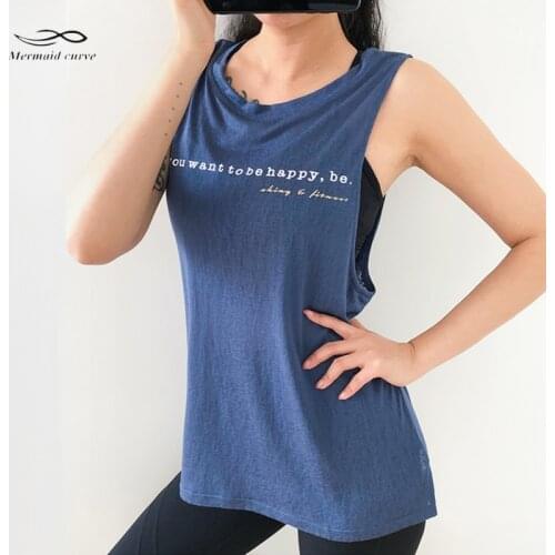 Summer New Breathable Quick-Drying Yoga Vest Female Sleeveless Loose Letter Running Fitness Vest Sexy Back Bandage Sports Vest