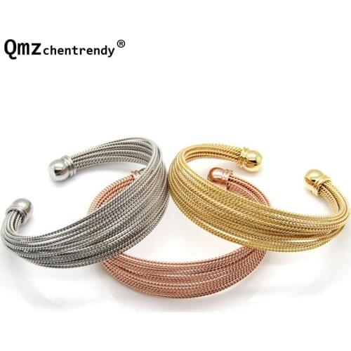 Fashion Womens Wire Jewelry Never Fade Stainless Steel A Lot Of Twisted Wire Net Mens Cuff Bracelets Bangles