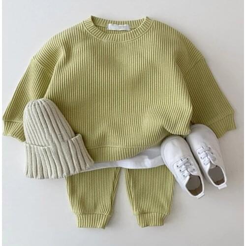 Fashion Baby Clothes Set Spring Autumn Loose Tracksuit Pullovers Tops + Pants 2Pcs Sets Kids Boys Girls Cotton Knitting Outfit