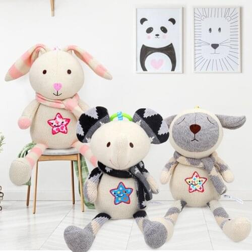 Soft Cartoon Animal Baby Soothing Rattle Plush Toys For Baby Comfort Dolls Cartoon Plush Strollers For Dolls Toy Soft Rattles