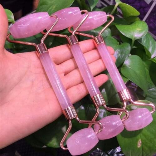 Natural gemstone rose quartz terahertz roller massage crystals healing stones For gift