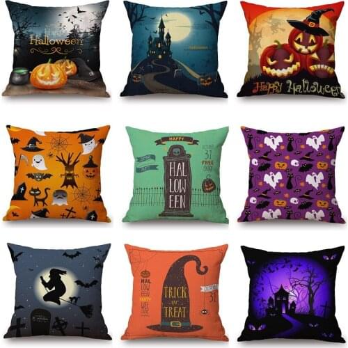 Halloween Festival Cushion Covers Zombie Party Pillow Case Pumpkin Lantern Pillow Covers Bedroom Sofa Decoration 45X45cm 95g