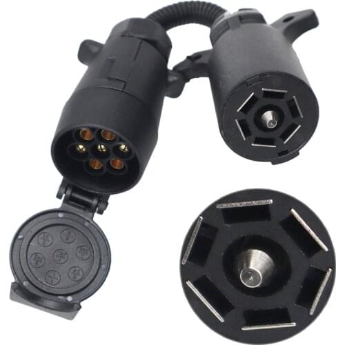 7 Blade RV To 7 Pin Trailer Connector Towbar Towing Plug Adapter Durable Waterproof RV Plugs Socket Adapter Protects Accessories