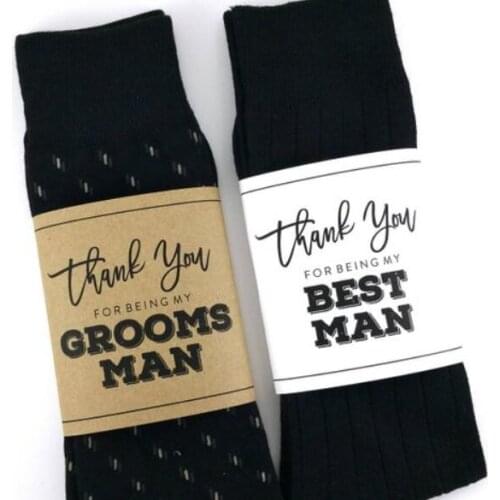 Personalize any text groomsmen bestman Sock Wrapper lables, Father of the bride Wedding Socks Wrappers gifts
