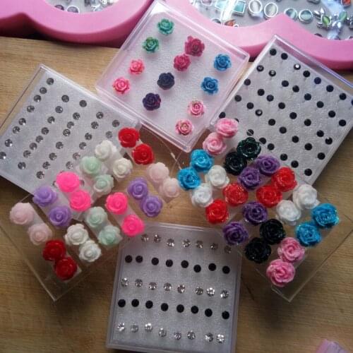 Earrings 2018 3/6 12 20 Pairs/Set Colorful Earrings Fashion High Quality Heart/Crystal/Pearl/Flowers Stud Earrings Set For Women