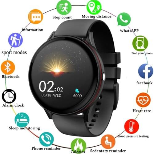 LIGE Full Touch Screen Men Smart Watches Sport Fitness Watch Heart Rate Blood Pressure Waterproof Smartwatch For android IOS+Box