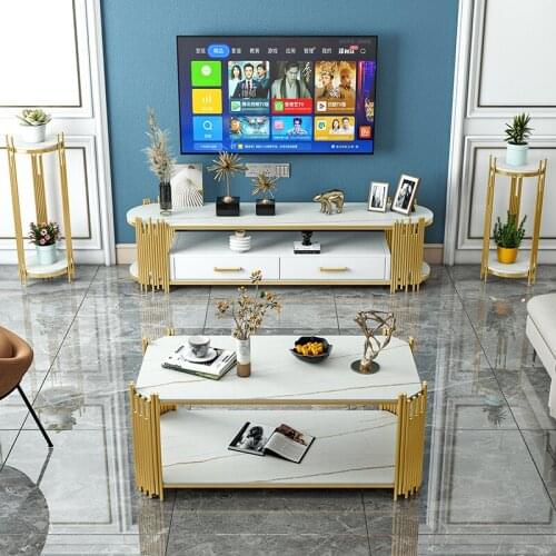 Light luxury wind rock board tea table TV cabinet combination of simple modern family living room TV cabinet tea table