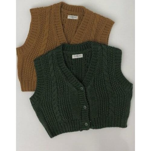 New Autumn Baby Boys Girls Knitted Vests Korean Style Solid Color Sleeveless Tops Baby Kids Casual Pullovers Waistcoats