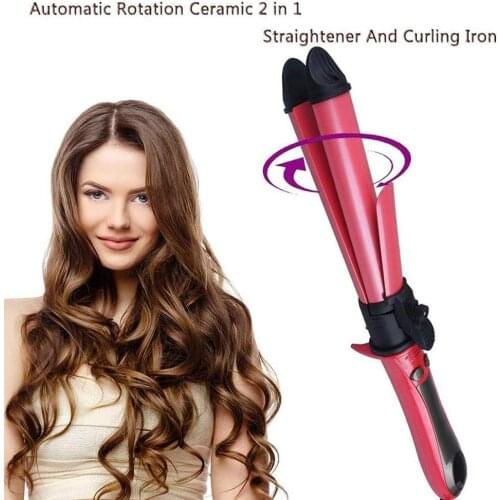 2-in-1 Hair Straighteners and Curler Ceramic Flat Iron Curling Irons Straightening Styler Tools Crimping Hair Iron Curling Tongs