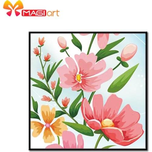 Cross stitch kits Embroidery needlework sets 11CT water soluble canvas patterns 14CT Pink flowers-NCMF178