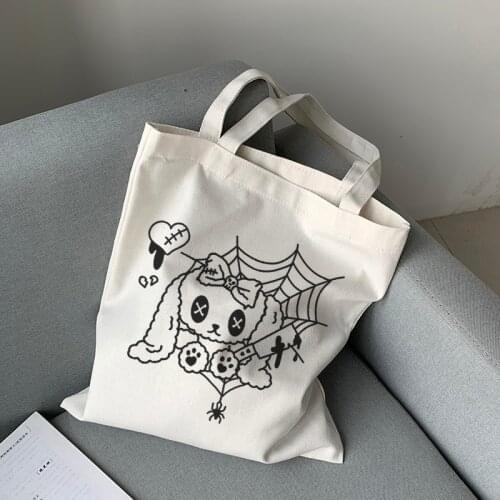 Japanese y2k Kawaii cat canvas bag cartoon Harajuku chic Ulzzang ins shopper Bags women shoulder bags large capacity women bag