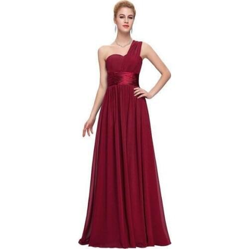 Floor-Length Chiffon One Shoulder Ladies Long Gowns Black New Years Eve Dress Long Wedding Party Dress Wedding Guest Dress