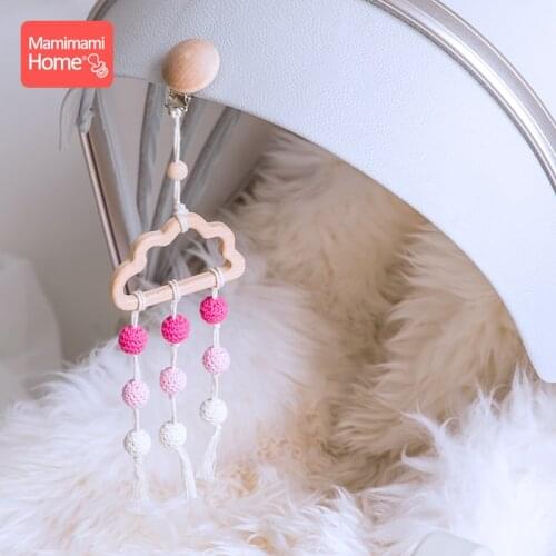 1Pc Baby Teether Pacifier Clip Chain Beech Cloud Tassel Pendant Wooden Rodent Nipple Holder Crochet Bead Stroller Baby Toy Gift