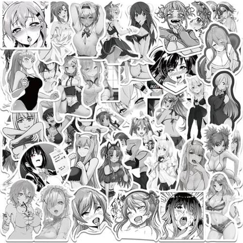 10/30/50PCS Black and White Comic Girl Stickers Hand Account Trolley Thermos Mug Computer Waterproof Stickers Wholesale