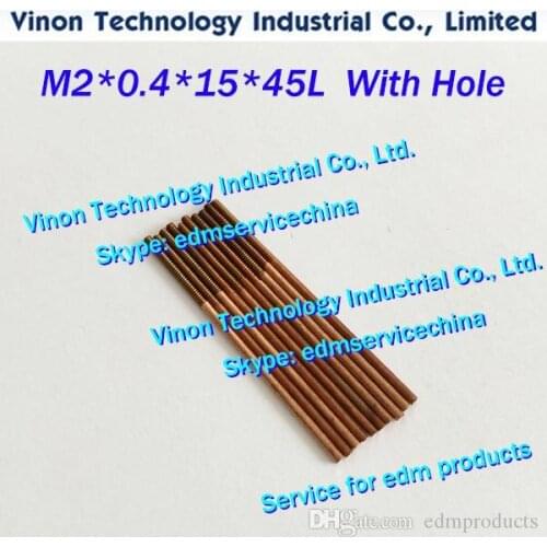10pcs/lot) M2*0.4*15*45mm Metric Copper Orbital Tapping Electrode with flushing hole for EDM spark machine, edm copper thread