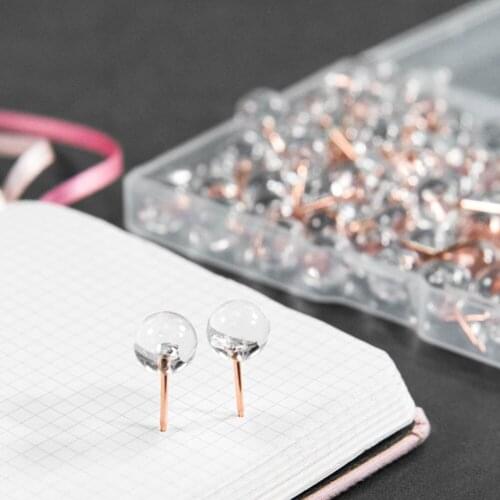 100Pcs/Box Acrylic Metal Thumbtack Push Pins Colored Drawing Pins Office School Supply Acrylic Head with Steel Point Cork Board