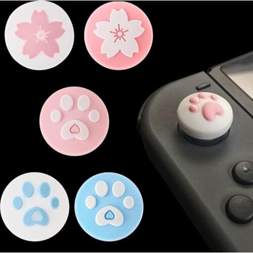 2/4PCS For Nintend Switch/Lite Controller Thumb grip Cap Cute Cat Paw Joystick Anti-slip Case Gamepad Rocker Cover