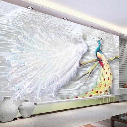 Custom Any Size 3D Wall Mural Wallpaper Peacock Large Wall Painting Living Room Bedroom Photo Wall Papers Home Decor Modern Art