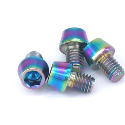4 PCS M6x8mm Rainbow GR5 Titanium Taper Cone Allen Head Bolt For Bicycle V Brake