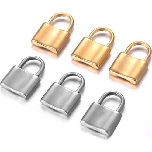 5pcs/lot Wholsale Handmade Stainless Steel Square Lock Pendant Padlock charms Top quality diy Necklace Jewelry Making Dropship