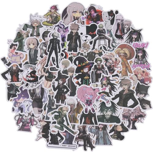 50PCS Anime Danganronpa Campus Style Graffiti Stickers Waterproof Luggage Laptop Guitar Bicycle Funny DIY Stickers Toy