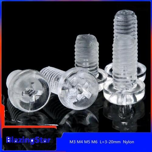 50PCS M3 M4 M5 M6 Acrylic screw plastic round head cross screw transparent screw plastic screw L=3-20mm