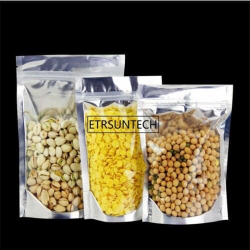 500Pcs Small Aluminum Foil Storage Bag Zipper Stand-up Coffee Beans Sugar Packaging Bag Food Storage Packaging