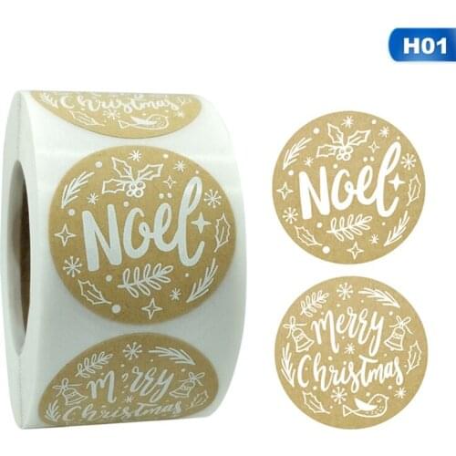 500Pcs/Roll Kraft Christmas Gift Decoration Sticker For Package Stationery Stickers Festival Happy Decorations Seal Labels