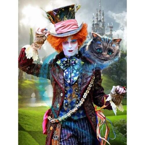 5D Diamond Painting Alice In Wonderland Full Diamond Embroidery Clown Cross Stitch Kits Love The Cheshire Cat Needlework Gifts