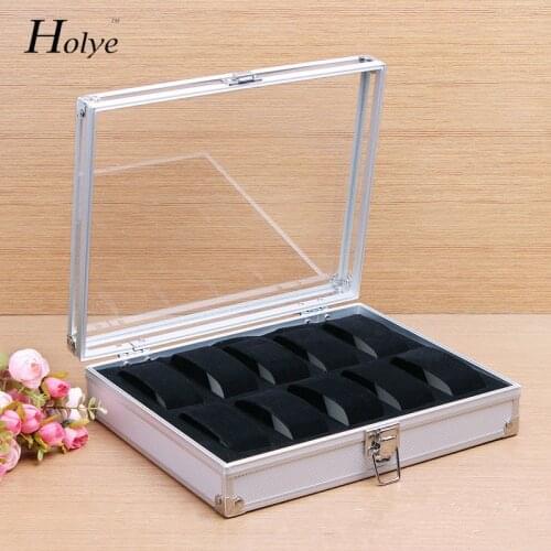 Free Shipping 10 Slots Wrist Watch Display Box Storage Holder Organizer Watch Display Square Box Aluminium Hot Worldwide12