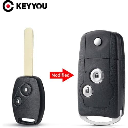 KEYYOU For Honda 2 Button Folding Flip Car Remote Key Case For Honda Fit CRV Civic Insight Ridgeline HRV Jazz ACCORD 2003-2013