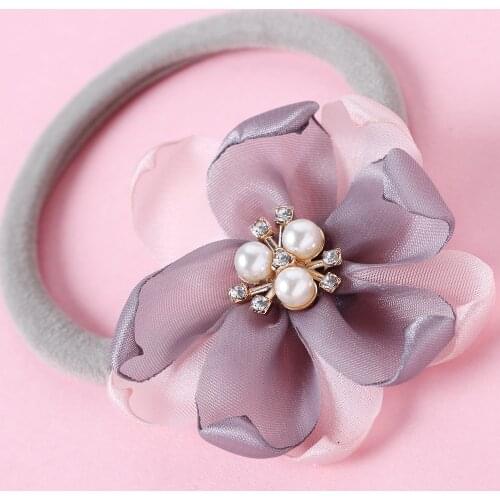 Floral Baby Hair Tie Newborn Elastic Hair bands Nylon Headbands For Girls Pearl Flower Headband For Children Baby Accessories