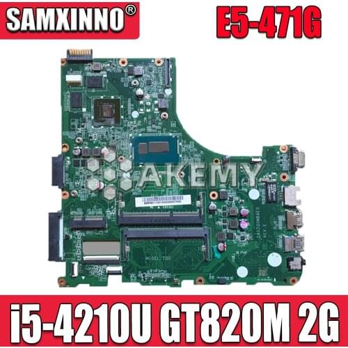 For Acer E5-471 E5-471G V3-472 V3-472P Laptop motherboard DA0ZQ0MB6E0 with i5-4210U GT820M 2G 100% test work
