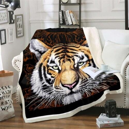 3D Tiger Blanket sherpa Fleece Blankets for Kid Adult Thin Quilt Animal Print Sherpa Plush Bed Blanket 150x200cm Kids Bedding