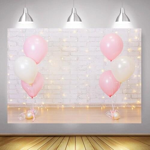Newborn Children Birthday Party Selfie Backdrop Photography Brick Wall Balloons Kids Portrait Background for Photo Studio