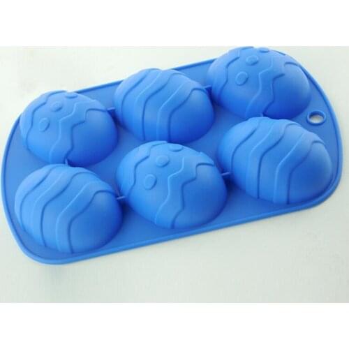 Hot 100pcs/lot 6 Cavity Easter Egg Shape Baking Tray Silicone Mold Dessert Silicone Cake Chocolate Baking Molds