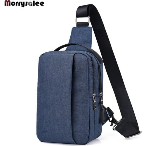 New Mens Canvas USB Charging Chest Bag Mens Bags Korean Leisure Men and Women Chest Shoulder Messenger Bag