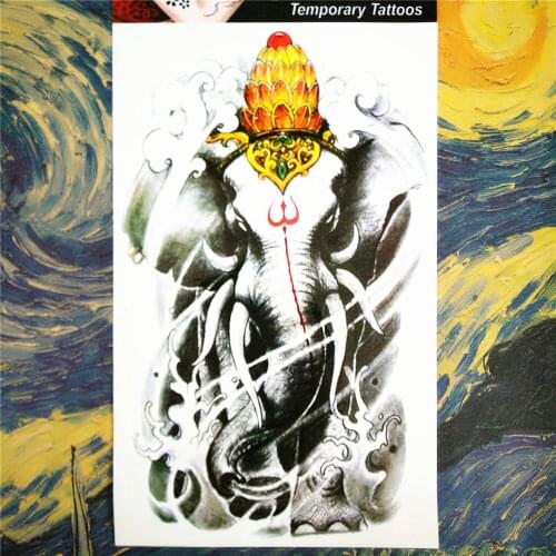 Indian Elephant God Temporary Tattoo Body Art Sleeve Arm Flash Tattoo Stickers 12*20cm painless Henna selfie Tat tattoo stickers