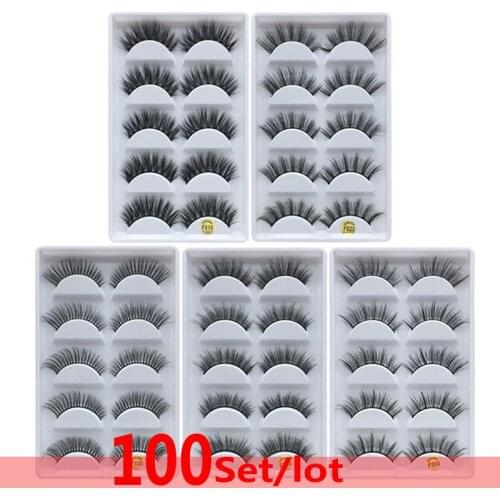 DHL 100 set 100% Real Fake Mink Eyelashes 3D Natural False Eyelashes 3d Mink Lashes Soft Eyelash Extension Makeup Wholesale
