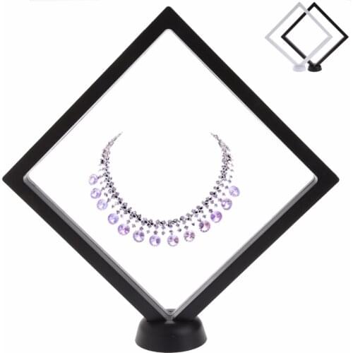 JAVRICK New Fashion Suspended Floating Jewellery Display Case Gems Artefacts Stand Holder With Base Black/White